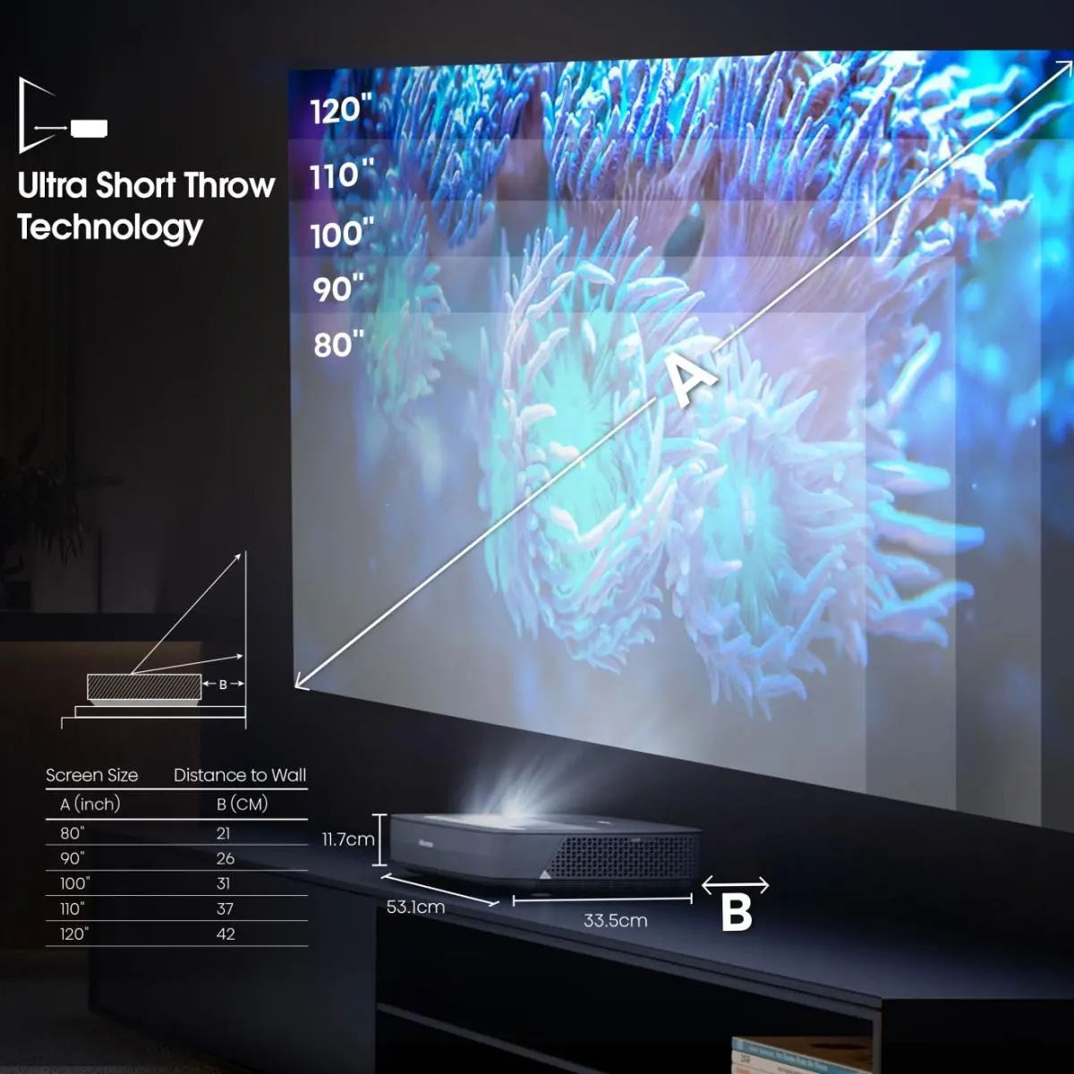 Hisense PL1SE Ultra Short Throw Laser Projector UHD 4K Photo 2