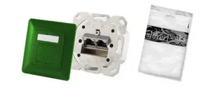 Розетка ShiverPeaks BS74280-G — 2× RJ-45, Cat6a, зелёная