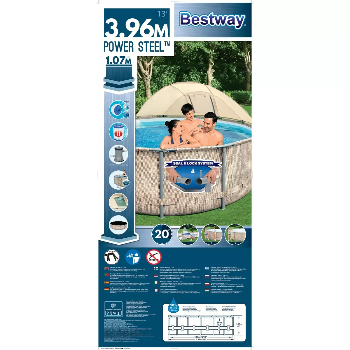 Bestway Power Steel 13' x 42" framed pool Photo 32
