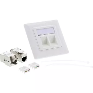 InLine коробка Cat.6A встраиваемая 2x RJ45 белая RAL9010
