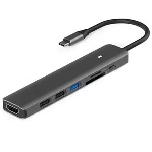 Adapter extra digital CA913848 — USB-C to HDMI, 3× USB-A, SD/TF card reader, USB-C PD 100W