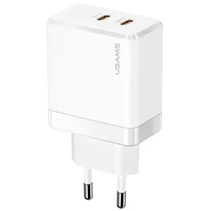 Сетевое зарядное usams T54 с 2 USB-C портами, 40 Вт PD быстрая зарядка