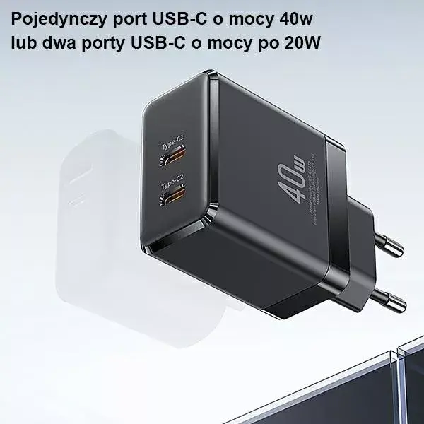 Сетевое зарядное usams T54 — 2x USB-C, 40 Вт PD Photo 6
