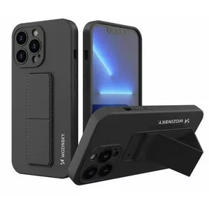 Wozinsky Kickstand Silicone Case for Apple iPhone 13 Pro Max — Black, with Foldable Stand