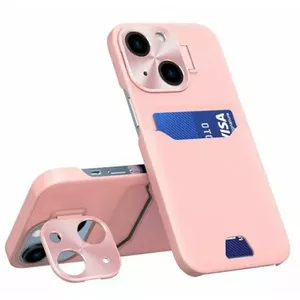 Кожаный чехол‑кошелек с подставкой iLike для iPhone 14 — розовый, подставка, отделение для карт