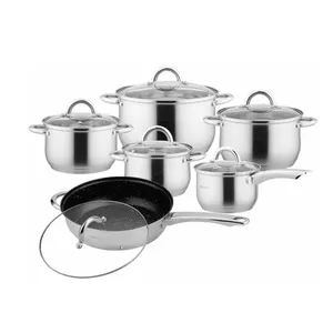 Kinghoff 12-Piece Stainless Steel Cookware Set with Multilayer Thermal Bottom