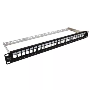 Patch panel 1U A-LAN PK020, 24 ports, black steel, rack-mount