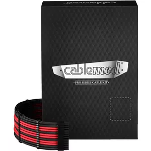 CableMod C-Series PRO RM Black Label power cable kit CM‑PCSR‑16P3KIT‑NKKR‑R — black and red sleeved PSU cables