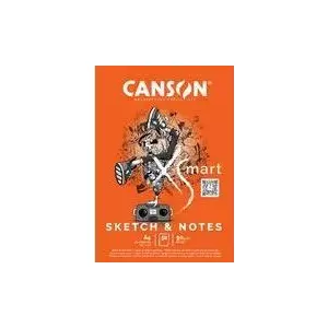 Блокнот CANSON XS'MART SKETCH & NOTES, DIN A4 белый, очень гладкая и легкая бумага, 50 листов, 90 гсм, - 1 штука (C32250P003)