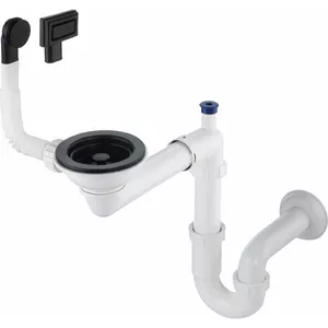 Siphon deante ZXY N949 Space-Saver for 1-bowl granite sink, compact bottle trap for single-bowl installation