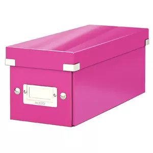 Storage box LEITZ Click & Store CD/Media Storage Box — capacity 160 discs, pink, cardboard/hardboard, 143×352×136 mm