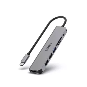USB-хаб Unitek uHUB S7+ проводной USB 3.2 Gen 1 Type-C серый с HDMI, SD/microSD, 7 портов, 100 Вт PD