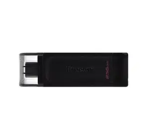USB флеш-накопитель KINGSTON DT70 256 ГБ USB-C, USB 3.2 Gen 1, чёрный, с колпачком