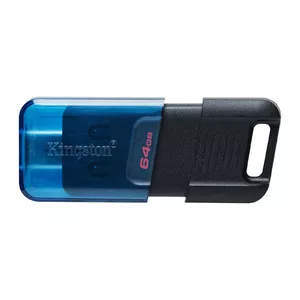 Kingston Technology DataTraveler 80 M USB flash drive 64 GB USB Type-C 3.2 Gen 1 (3.1 Gen 1) Black, Blue