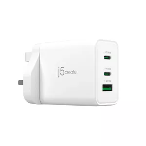 j5 create 65W GaN USB-C 3-портовый зарядный блок JUP3365F-FN — 2 USB-C, питание от сети, для дома, белый, UK
