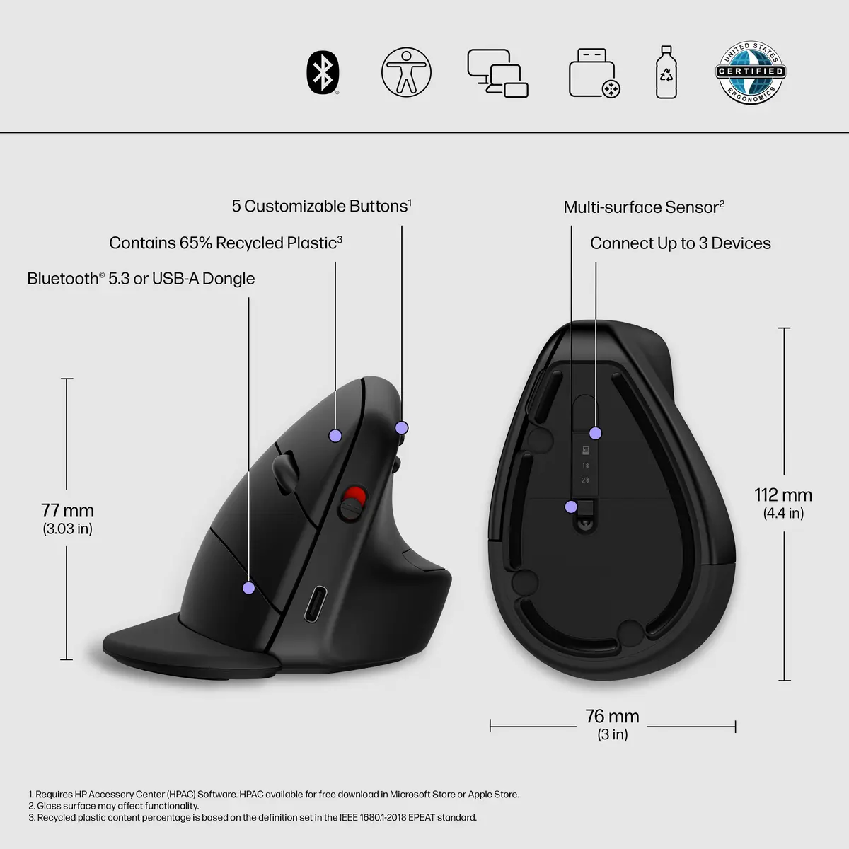 Эргономичная вертикальная мышь HP 925 Photo 3