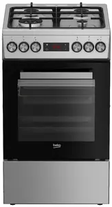 Freestanding cooker Beko FSM51331DXDT Stainless steel with 4 gas cooking zones, electric oven, 60 L capacity, rotary control, grill, and energy efficiency class A