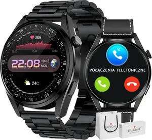 Smartwatch Giewont GW450-2 Black with Black Leather Strap, Giewont GW450-2
