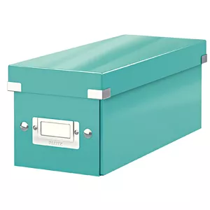 CD uzglabāšanas kārba LEITZ Click & Store — cieta kartona, ietilpība 160 diskus, tirkīza, 143×352×136 mm