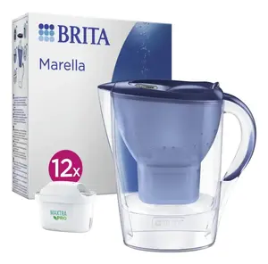Ручной фильтр для воды BRITA Marella 2.4 л, синий/прозрачный, комплект с 12 картриджами