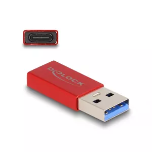DeLOCK USB Adapter USB Type-A male to USB Type-C female red 10 Gbps