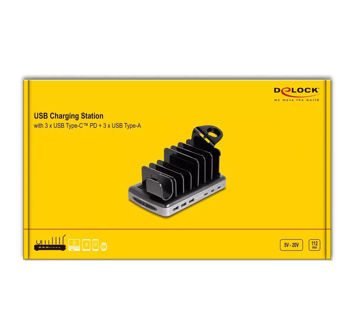 DeLOCK USB Зарядная станция 3 x USB Type-C PD 3 x USB Type-A Photo 6