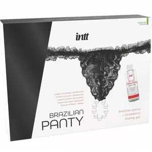 Panty INTT RELEASES Brazilian Black with Pearls and Lubricant Gel 50 ml