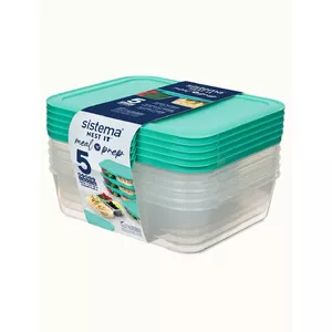 Sistema 59175 food storage container Rectangular 1.9 L Teal, Transparent 5 pc(s)