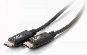C2G USB-C 2.0 vīrietis pret vīrieti kabelis 1.83 m melns 3A datu pārraidei un uzlādei