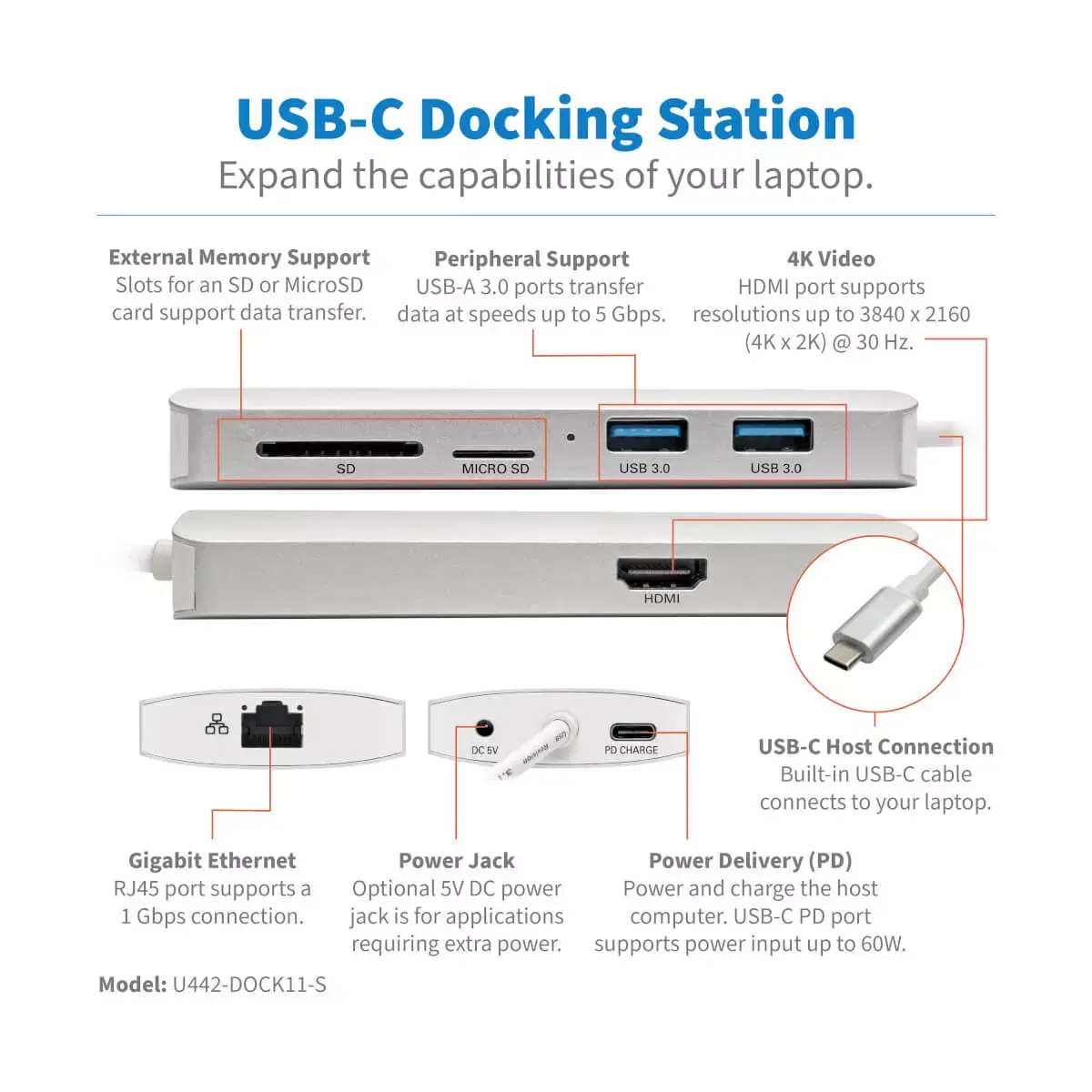 USB-C Doks Tripp Lite U442-DOCK11-S Photo 2