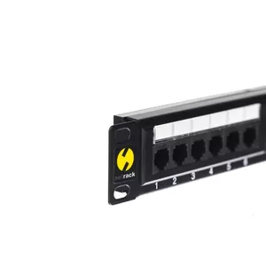 Patch panel NETRACK 104-05, 1U, 24x RJ-45 ports, Cat5e, U/UTP, black, 82 mm depth