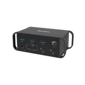 Docking station CANYON CNS-HDS95ST — USB-C (USB 3.2 Gen 2) docking with 2× HDMI, 2× USB 3.2 Gen1, 2× USB 2.0, Gigabit Ethernet, 100W, aluminium, black