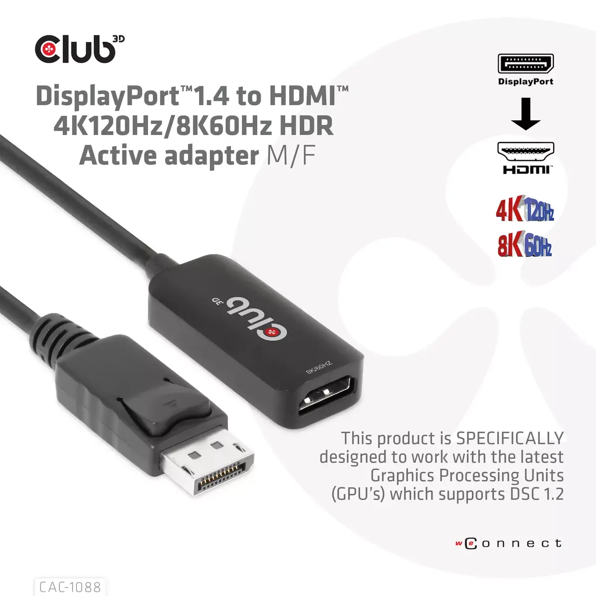 Aktīvais adapteris DisplayPort uz HDMI CLUB3D CAC-1088 Photo 2