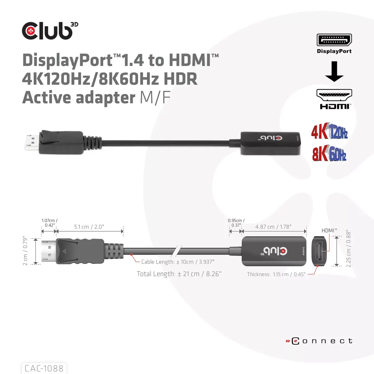 Aktīvais adapteris DisplayPort uz HDMI CLUB3D CAC-1088 Photo 3