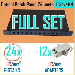 Optical patch panel set 19" 24-port LC OM2 adapters FO-PP-24xLC-OM2-S