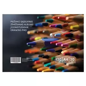 Zīmēšanas albums, 20 loksnes, A4, 120 gsm, vāks 130 gsm