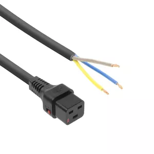 ACT Powercord C19 IEC Lock open end black 2 m PC1174 5-Pack