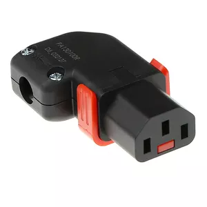 C13 Connector ACT PA130100RBK Black Rewireable Left Right Angled