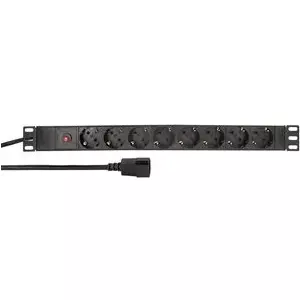 LogiLink 19 PDU 8 x CEE 7/3 kontaktligzda ar IEC spraudni un pārslodzes aizsardzību