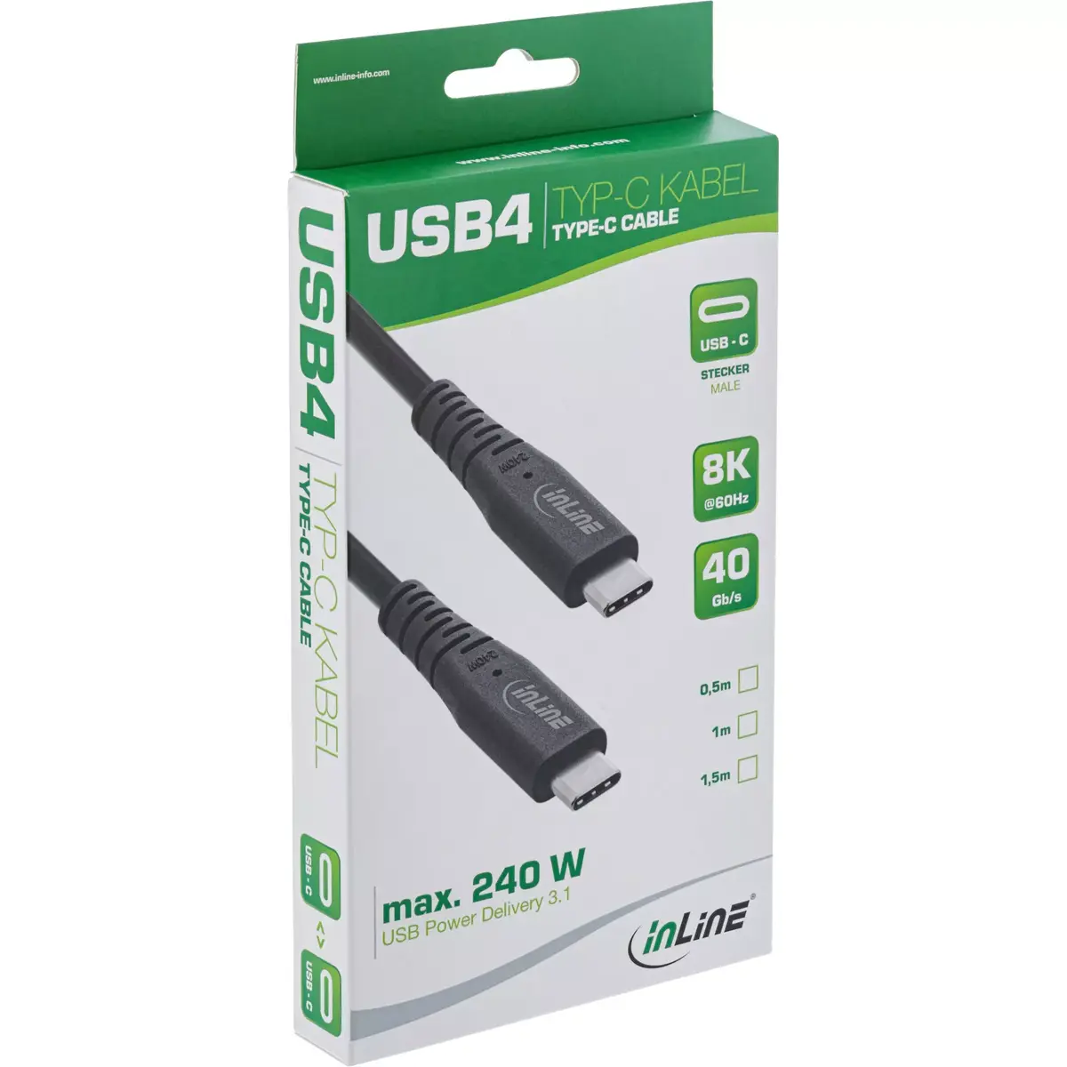 InLine USB4 kabelis USB-C male/male PD 240W Photo 2