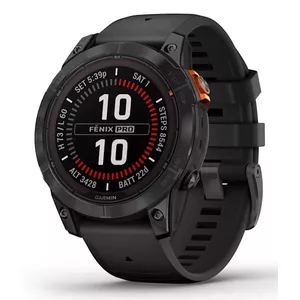 Смарт‑часы GARMIN fēnix 7 Pro Solar Edition — корпус 47 мм, 1.3" MIP сенсорный дисплей, 32 ГБ, GPS, Wi‑Fi, Bluetooth, чёрный силиконовый ремешок