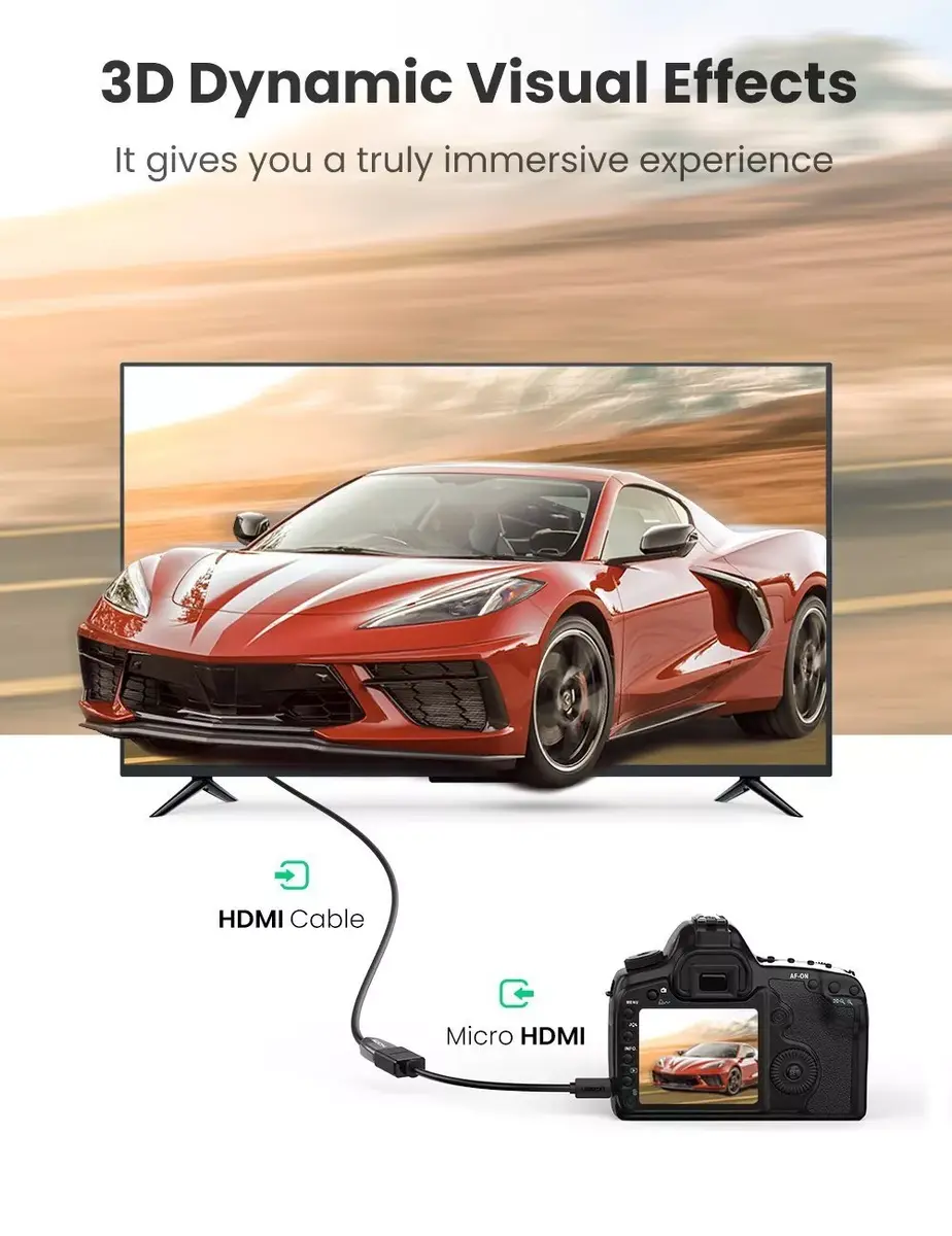 UGREEN HDMI kabelis 0.1 m Micro HDMI → Standard HDMI Photo 3