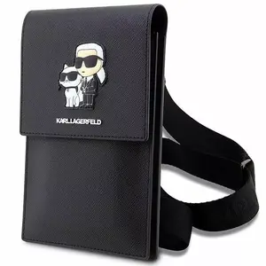 Karl Lagerfeld small saffiano leather bag KLWBSAKCPMK — black, compact shoulder/crossbody phone bag