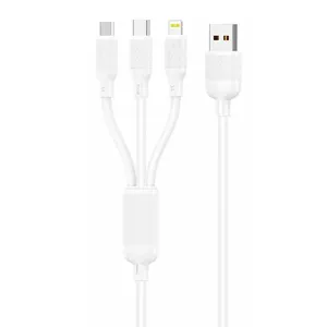 FONENG X80 3-in-1 USB-A to USB-C, Lightning, and Micro USB Cable, 100W, 1.2m, White