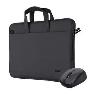 Trust Bologna Briefcase for 16-inch Laptops Black Polyethylene Terephthalate with Wireless Mouse Set