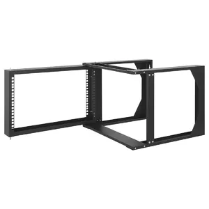 Intellinet 19" Wall Mount Open Frame Network Rack, 6U, Front-hinged Swing Frame Flat Pack, 2-Post, 17.7 in. Depth, Black RAL 9004