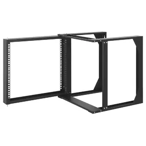 Intellinet 19" Wall Mount Open Frame Network Rack, 9U, Front-hinged Swing Frame Flat Pack, 2-Post, 17.7 in. Depth, Black RAL 9004