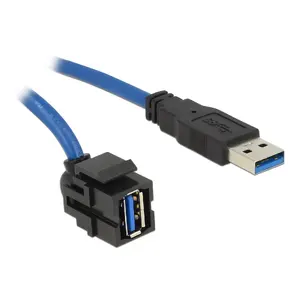 DeLOCK Keystone Module USB 5 Гбит/с тип-A женский 250° к типу-A мужскому с кабелем 1.5 м черный