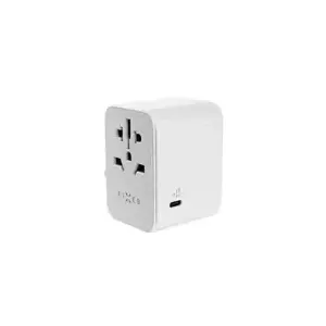 Ceļojumu adapteris FIXED FIXCT65-3C2A-WH — EU/UK/USA/AUS kontakti, GaN, PD 65W, 3× USB-C, 2× USB-A, balts