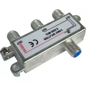 3-way splitter DELTACO F-connectors, 1 DC pass, ClassA / R00150042